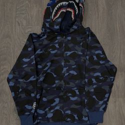 Navy Bape Double Hooded Zip Up Size Large