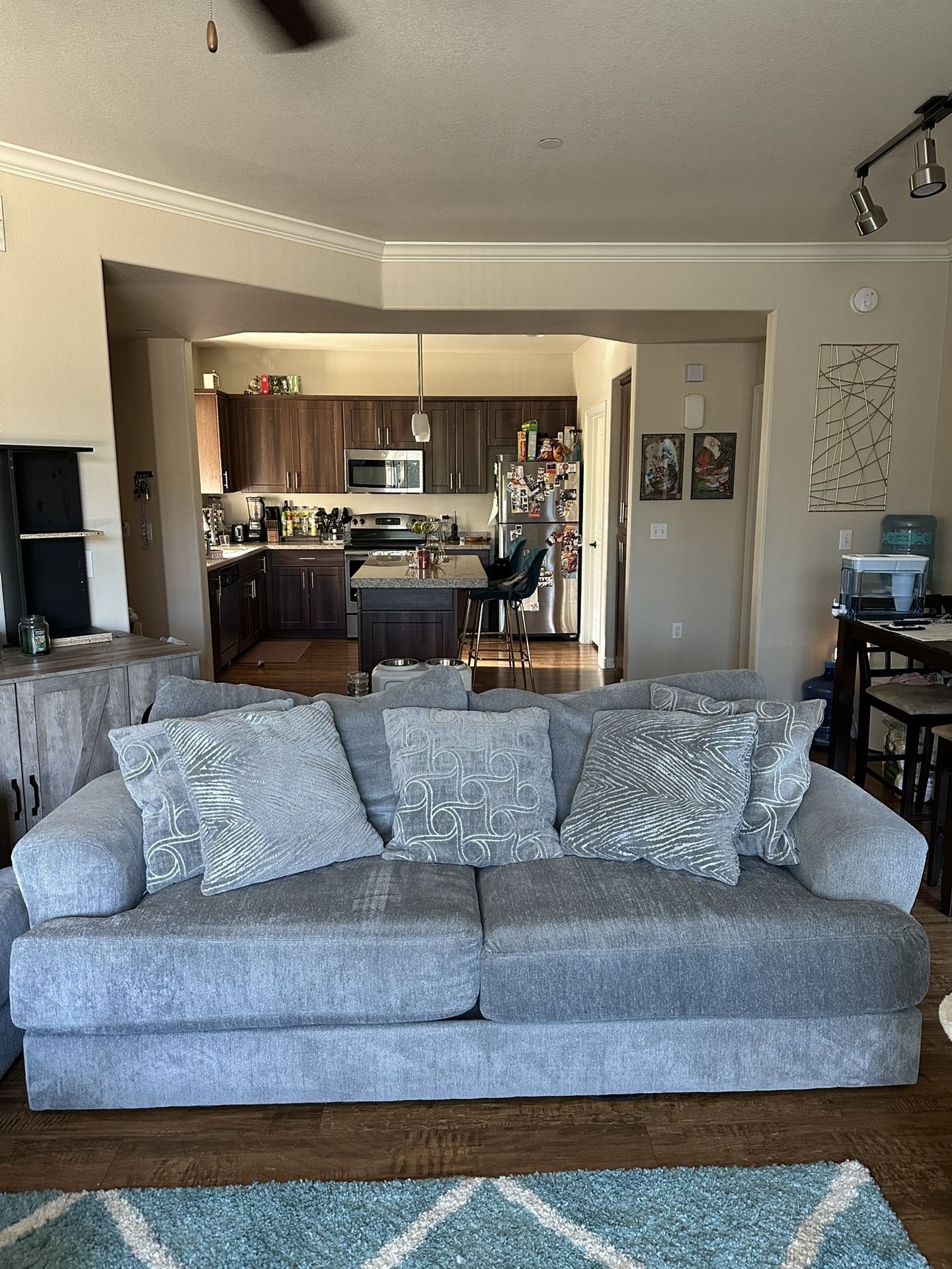 Ashley Furniture Gray Sofa And Oversized Armchair