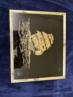 Gold Sailing Ship Framed Wall Art