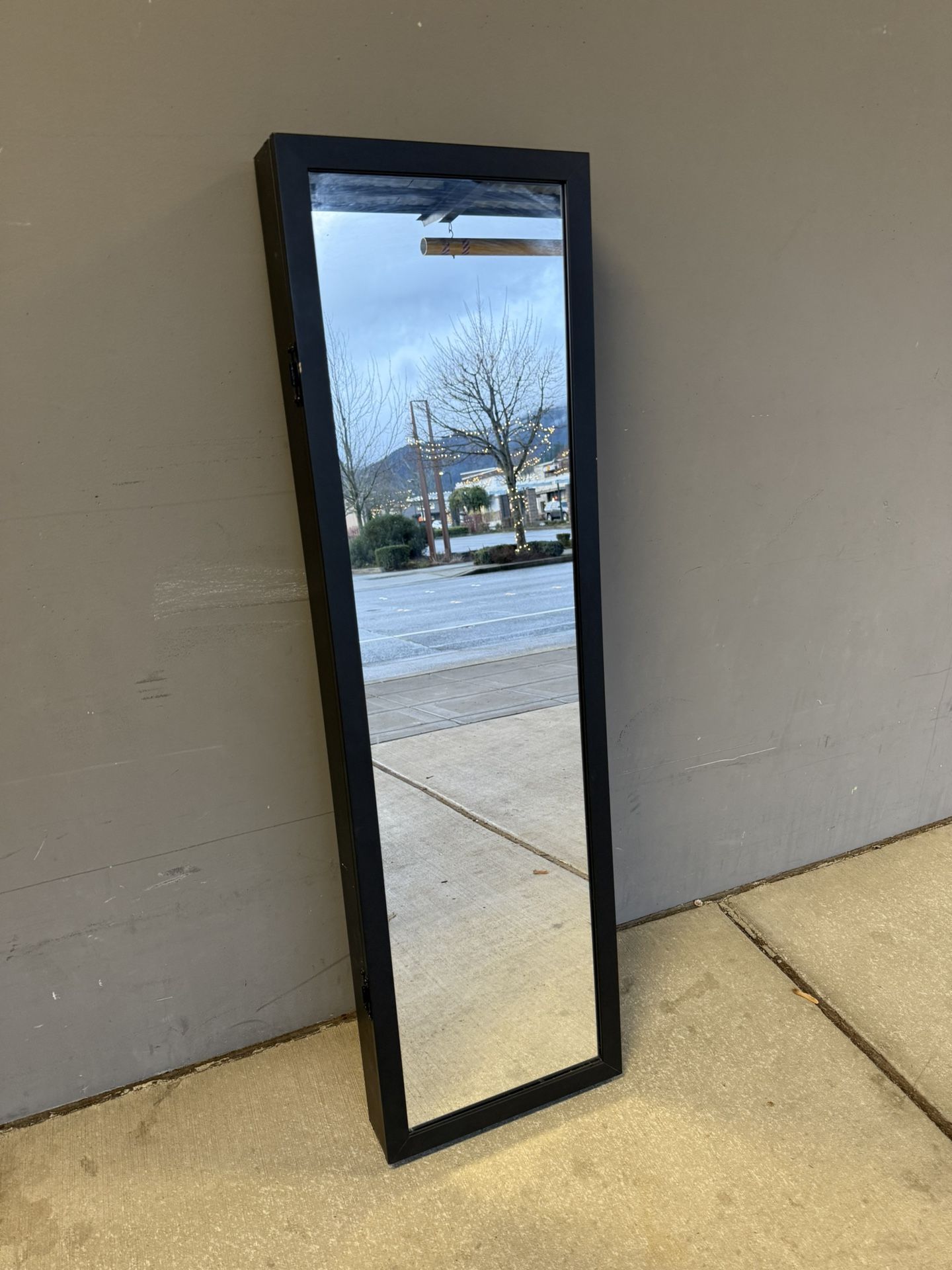 Wall Mounted Jewelry Cabinet Mirrored Armoire Makeup Storage Earring Organizer