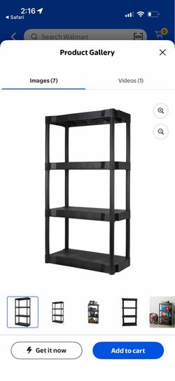 Hyper Tough 4 Shelf Plastic Shelving Unit 13.88" (D) x 30" (W) x  56.2" (H), Black