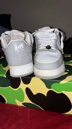 BAPE STA Low-Top Sneakers Gray Patent Leather