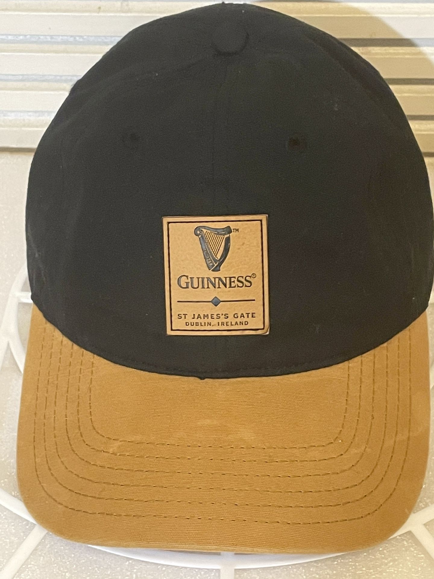 Guinness St James Gate , 6 Panel Black And Carmel Strap Back Hat