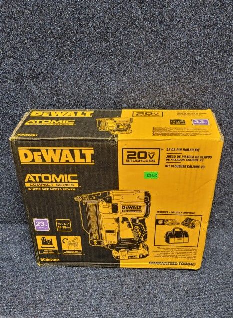 DEWALT
ATOMIC 20V MAX Lithium Ion Cordless 23 Gauge Pin Nailer Kit with 2.0Ah Battery and Charger