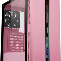 DIYPC Rainbow-Flash-S1-P Pink Steel / Tempered Glass ATX Mid Tower Computer Case
