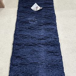 Brand New 2 ft x 6 ft Navy Shag Runner Rug SAFAVIEH Milan