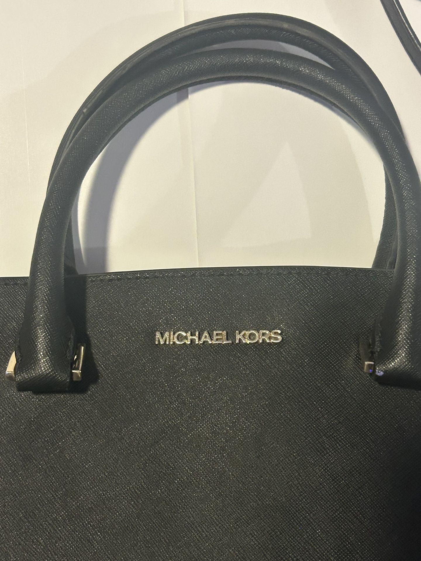 Michael Kors Black Leather Satchel Crossbody Bag