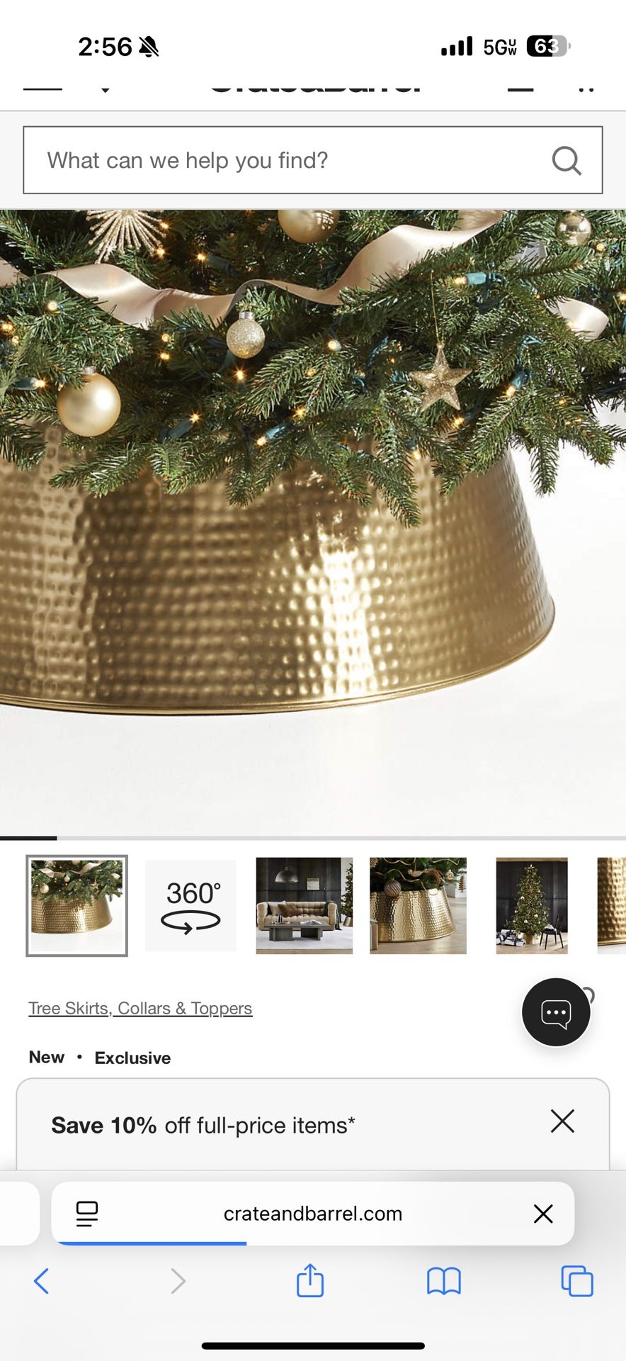 Never Used Crate & Barrel Tree Collar 