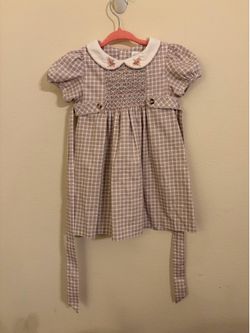 Edgehill Collection Girls 18M Gingham Smocked Puff Sleeve Collar Dress