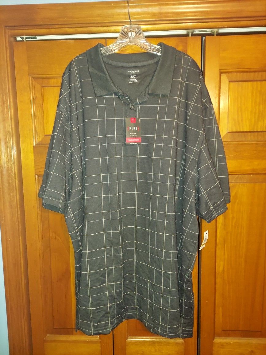 MENS 4XL BUTTON-UP COLLARED BIG & TALL SHIRT FROM VAN HEUSEN NEW WITH TAGS