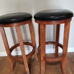 Two Wooden Bar Stools