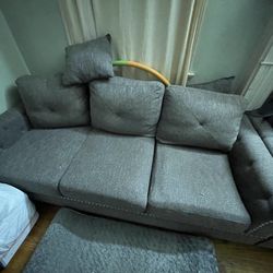 Gray fabric sofa & Loveseat