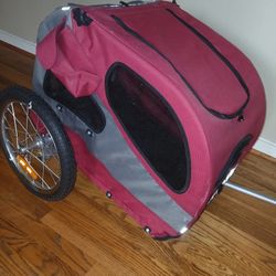 PetSafe Happy Ride Aluminum Dog Bicycle Trailer, Light Aluminum, Medium, Red

