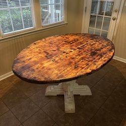 Custom Burnt Teak Wood Dining Table