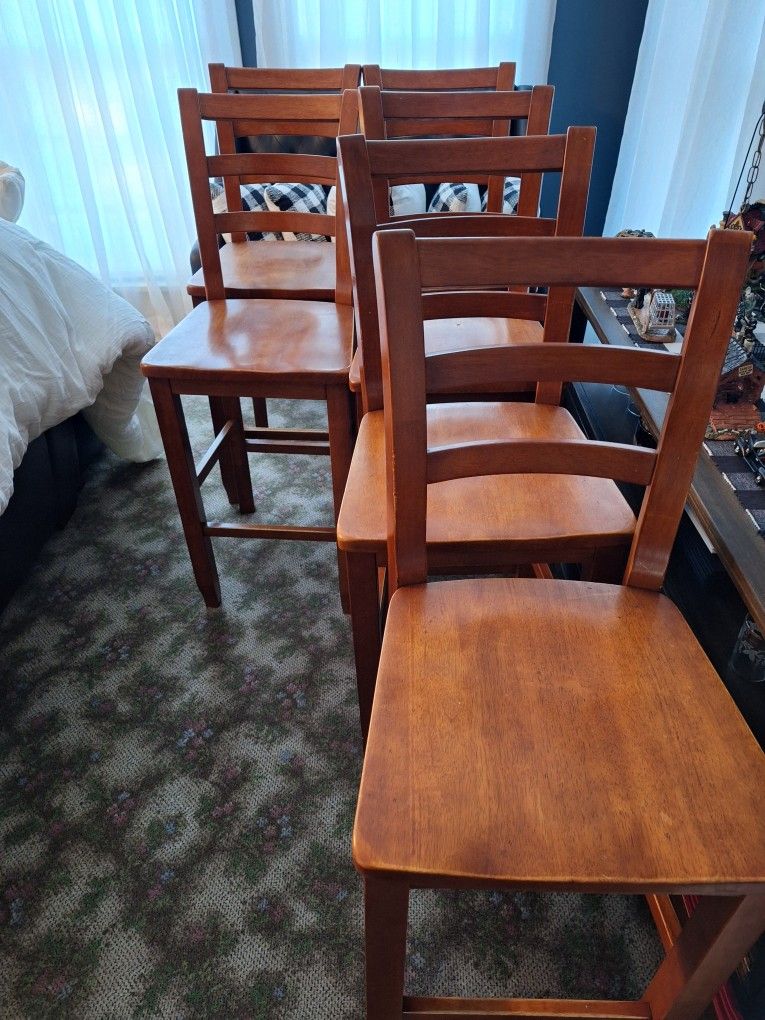 6x Solid Wood Bar Stools