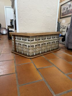 Retro Bar Cabinet Cart Side Table