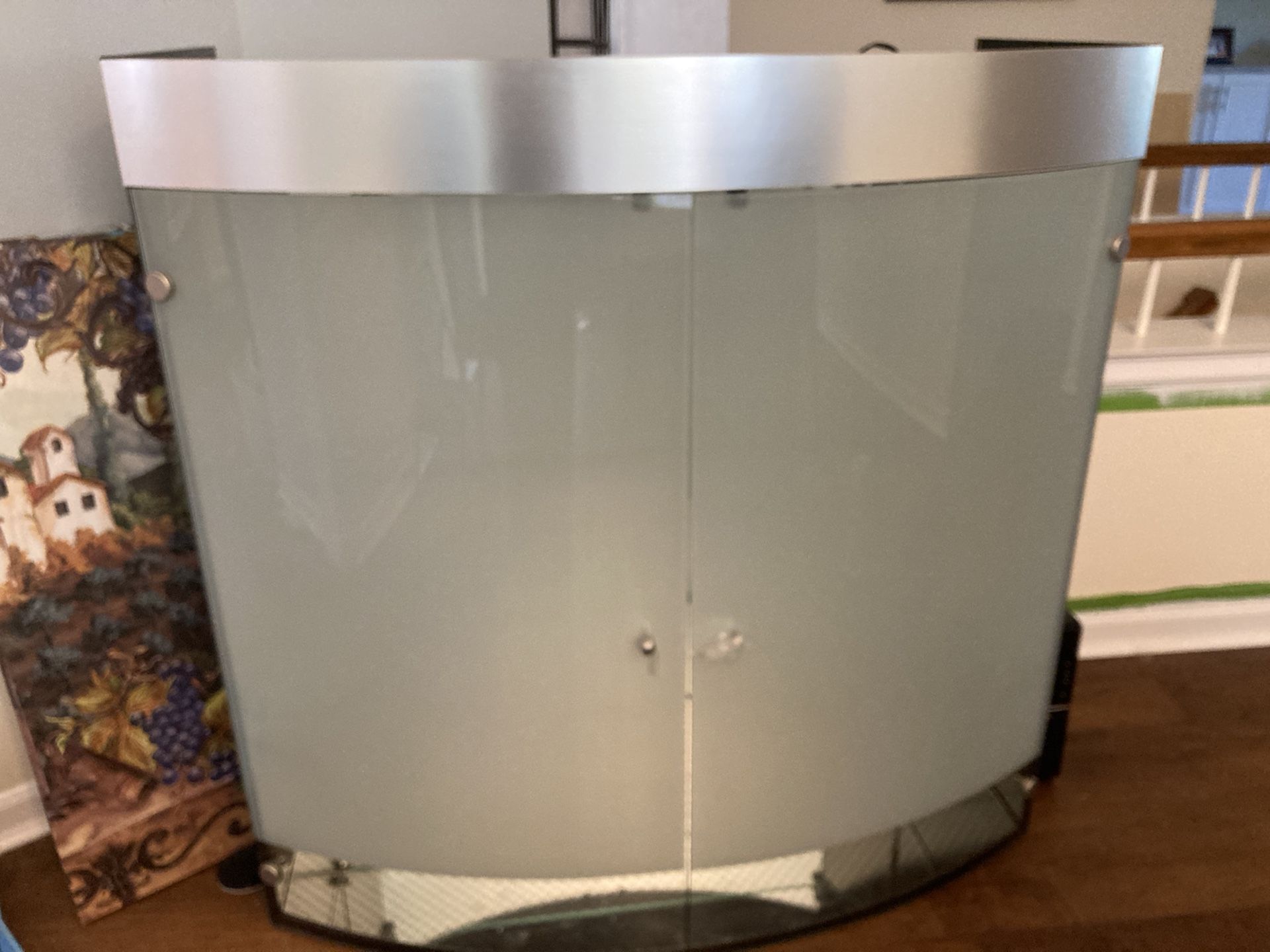 Contemporary Glass Bar-Brush Nickel-Opague Glass With Mirrored Interior
