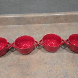 Red Ceramic Soup Bowls