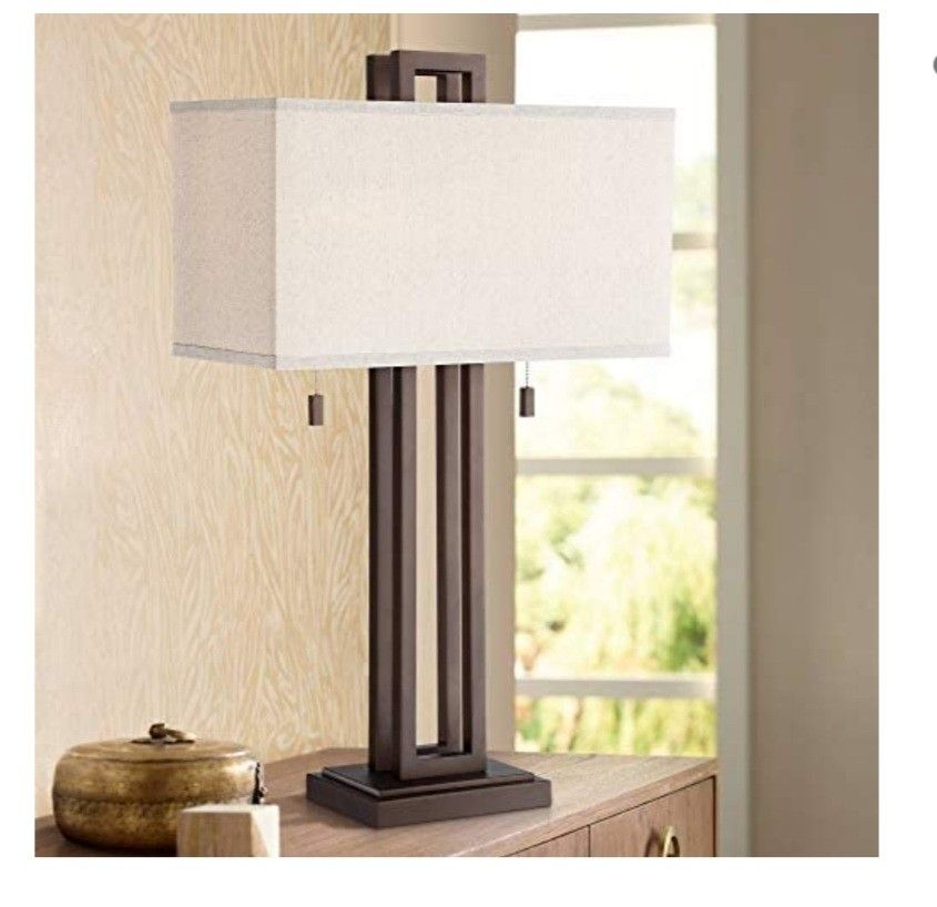 Gossard Double Rectangle Bronze Table Lamp