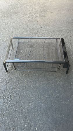 Computer Monitor Stand With Side Pockets And File Tray