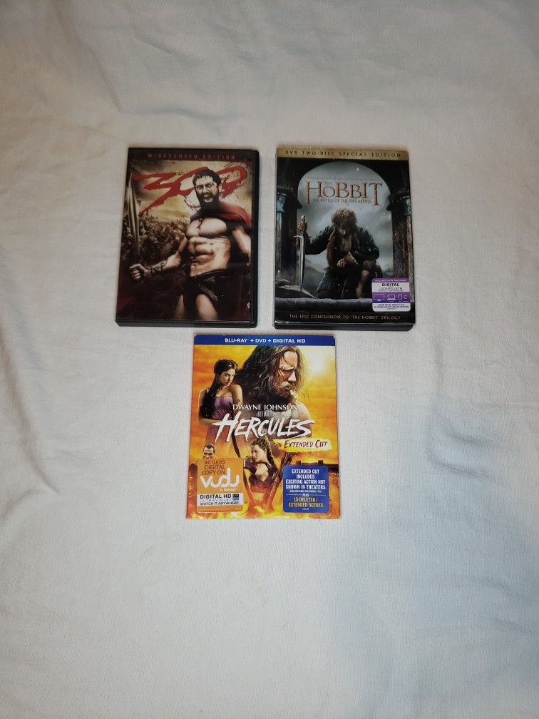 Action Movies The Hobbit, Hercules, and 300