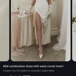 Lichi Midi Corset Dress Off White Medium 