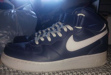 Nike Air Force 1 Mid ’07 Navy Blue White Strap Mens Size 12 Leather Sneakers