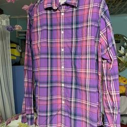 Merona Plaid Button-Down Shirt Size Medium