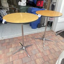 30” Round Wood High Top Cocktail Table set Of Two 