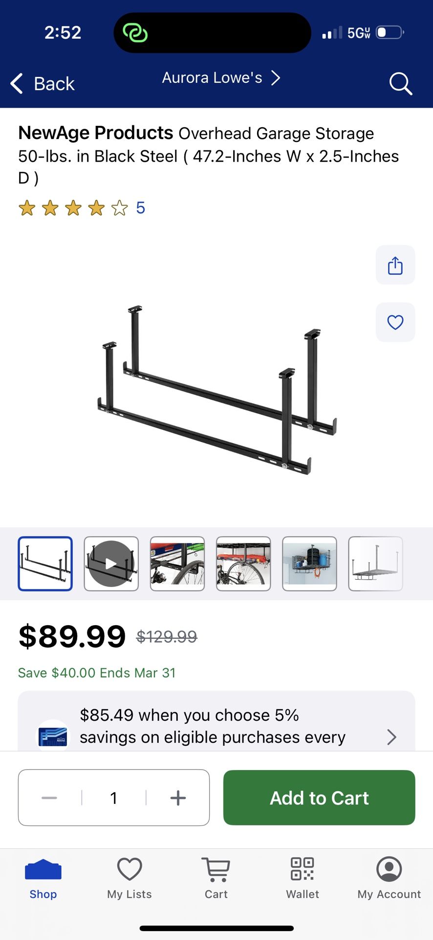 NewAge Overhead Garage storage Rails