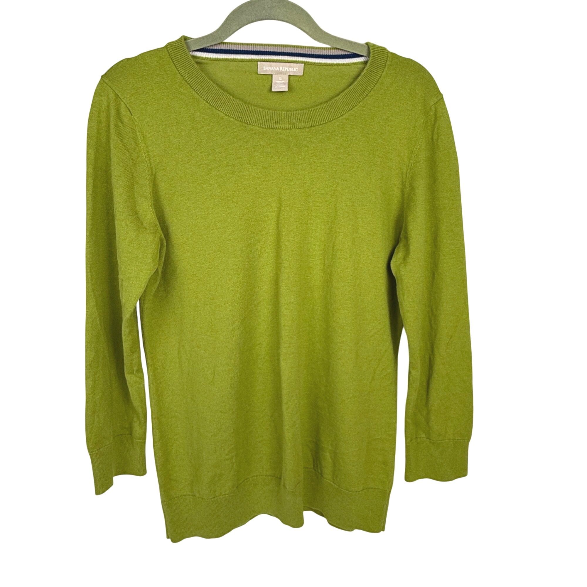 Banana Republic Women's 3/4-Sleeve Sweater Silk/Cotton Lime Green Size L