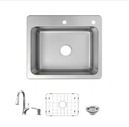Glacier Bay
Bratten 25 in. Drop-In Single Bowl 18 Gauge Stainless Steel Kitchen Sink with Pull-Down Faucet