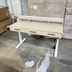 Height Adjustable power lift standing desk with drawers