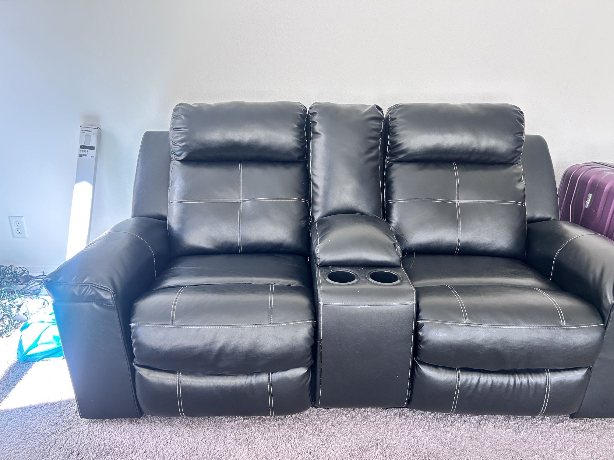 Recliner Leather Couch With Led Light