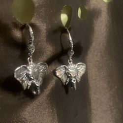 stunning Sterling Silver Elephant 1" Dangle Earrings. Crafted with 925 