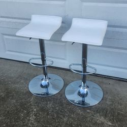 Height Adjustable 22"-30.5" _ Bar Stools White Metal Countertop Modern Table Chair Kitchen Furniture