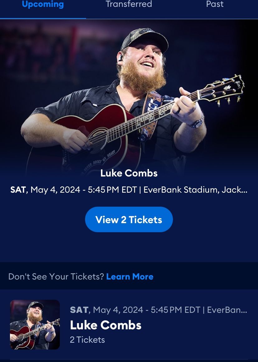 Luke Combs 4/4 2 Tickets $160