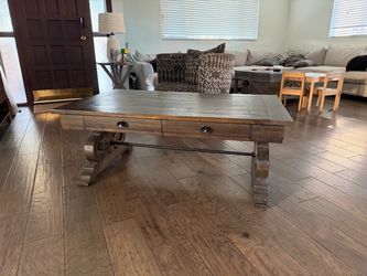 Rustic Wood Coffee Table with Drawers