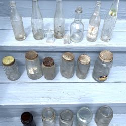 Group Of Old Bottles And Jars