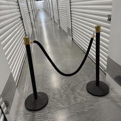 2 PCS Black and Gold Stanchion Posts Crowd Control Barriers Stanchion Post