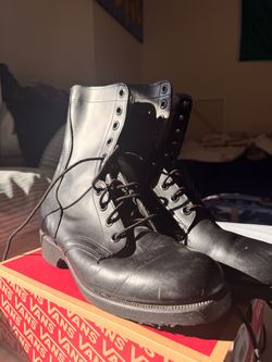 Black Leather Lace-Up Combat Boots