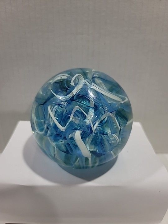 Vintage Wheaton Village Art Glass Paper Weight Paperweight Round Sphere Design