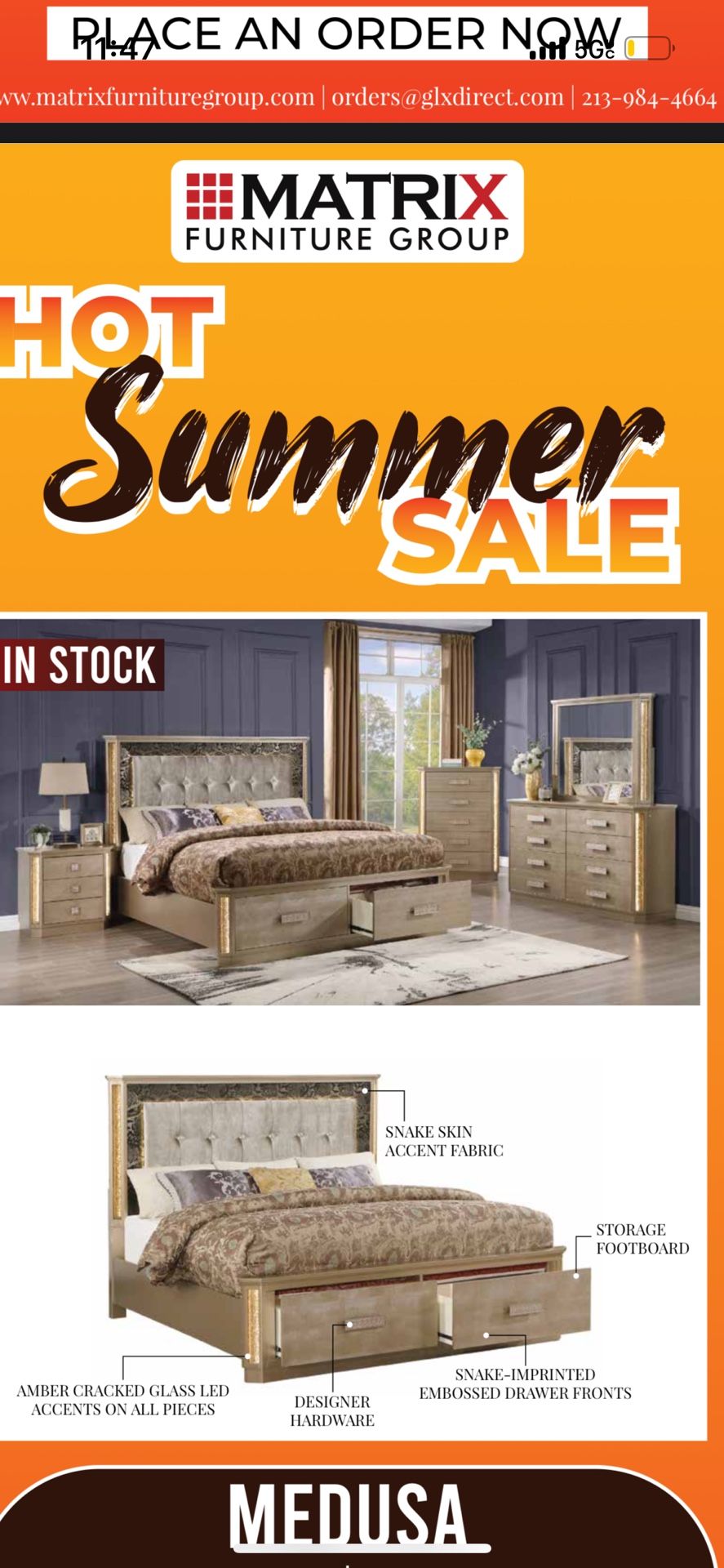 Brand New Matrix Medusa Queen Size Bed Set