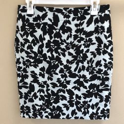 Loft 6P Floral Mini Skirt Blue, Black, Abstract Print, Petite, Lined