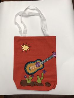 Hand painted guitar tote bag