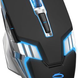 Wireless Gaming Mouse Bluetooth Mouse, RGB Rechargeable Multi Device Mouse, Quiet Click, 7-Color Backlit, LED Light up Computer Mice for Laptop PC iPa