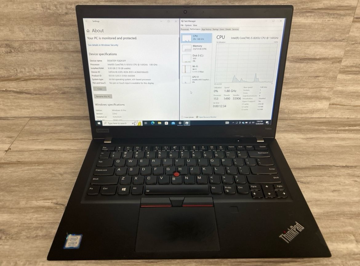 Lenovo Thinkpad T490S 256GB