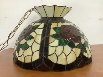Tiffany Style Stained Glass-Roses-Swag Lamp