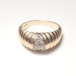 Estate 14k Gold Textured Diamond Ring