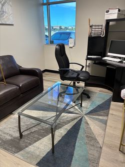 Glass Top Coffee Table with Metal Frame